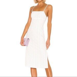 LPA Revolve Women’s Janina Eyelet Heart Embroidered Lace Slip Midi Dress Small